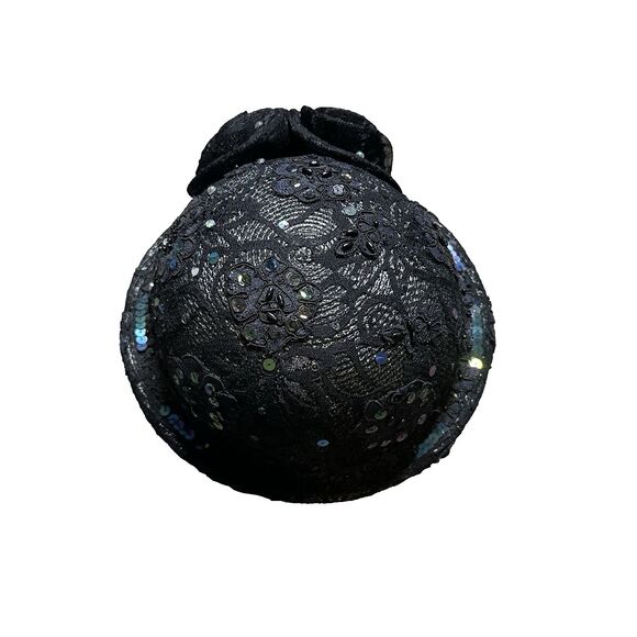 Vintage Mr. Hi's Classic Cloche Hat Womens Black Sequin Rhinestone Church Lady - Picture 6 of 10